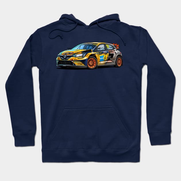 Renault Megane RX Super Car Hoodie by Mario Ramos Rally Art